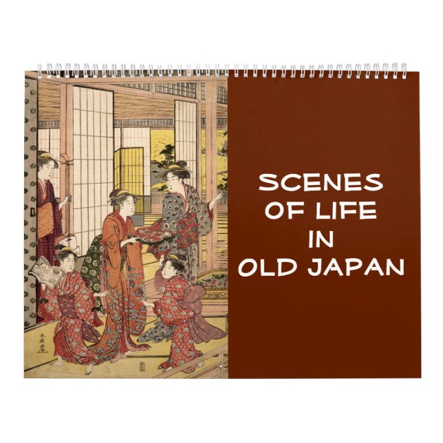 Calendrier Mural 12 mois Scènes du Vieux Japon (art japonais) (Protection)