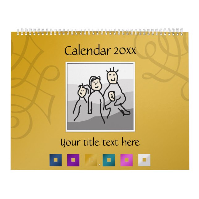 Calendrier Mural 13 photos personnelles et texte personnalisé 20XX (Protection)