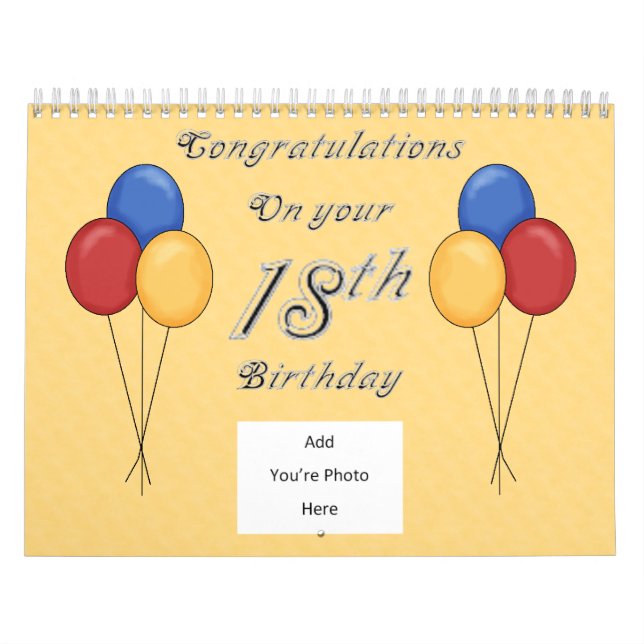 Calendrier Mural 18e anniversaire Mémoires et livre d'hôtes (Protection)