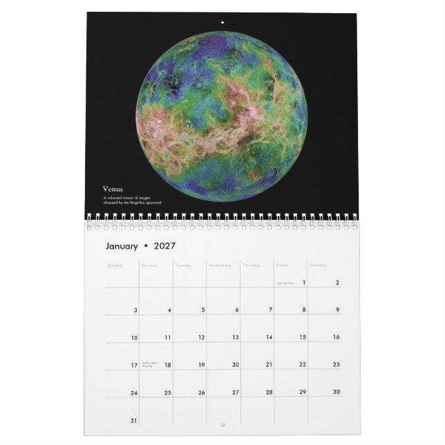 Calendrier mural 2012 du "Système solaire" (Jan 2027)
