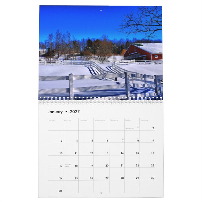 Calendrier Mural 2014 granges de la Nouvelle Angleterre - 2 (Jan 2027)