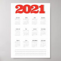 Calendrier mural 2021 poster