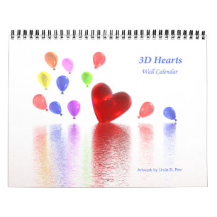 Calendrier mural 3D coeurs