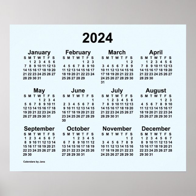 Calendrier mural Alice Blue 2024 de Janz Poster (Devant)