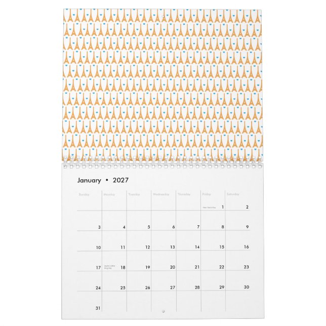 Calendrier Mural amour Paris d'oeil. 2010. (Jan 2027)