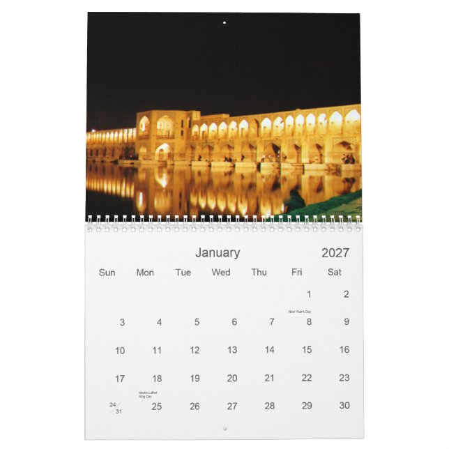 Calendrier Mural Architecture de l'Iran (Jan 2027)