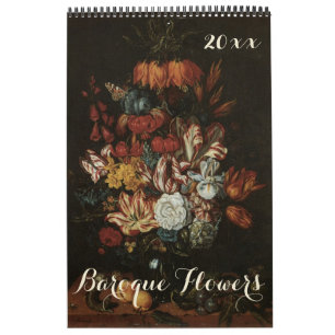 Calendrier Mural Art baroque vintage, Fleurs de vie morte