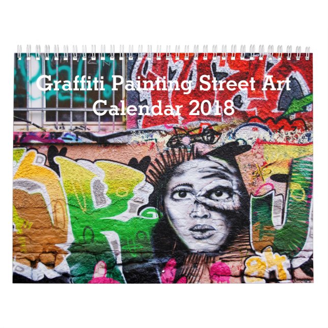 Calendrier Mural Art coloré 2018 de rue de peinture de graffiti (Protection)