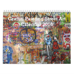 Calendrier Mural Art coloré 2018 de rue de peinture de graffiti