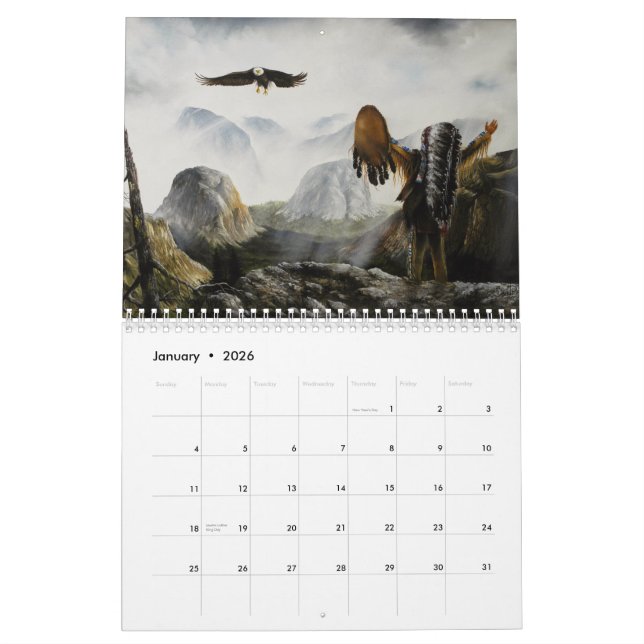 Calendrier Mural Art indien du sud-ouest et de l'amérindienne en 20 (Jan 2026)