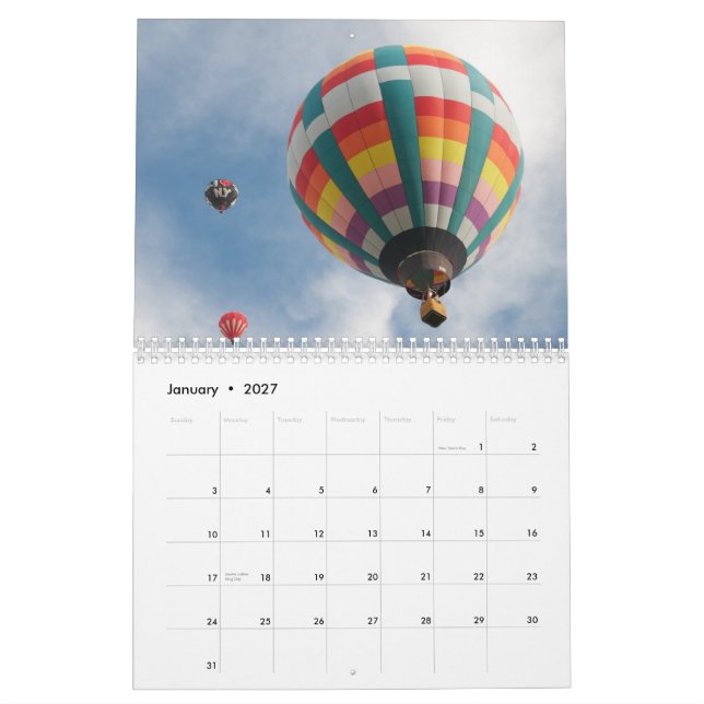 Calendrier Mural Ballon toute l'année (Jan 2027)