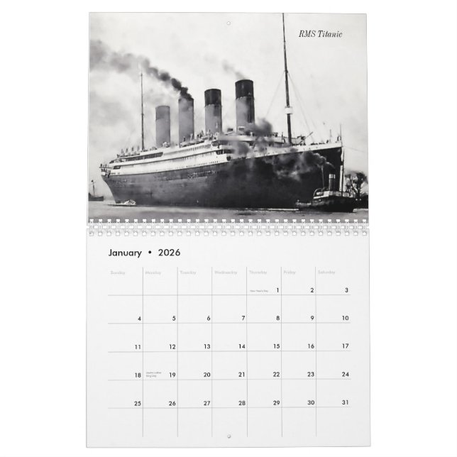 Calendrier Mural Bateaux de la ligne blanche d'étoile (Jan 2026)