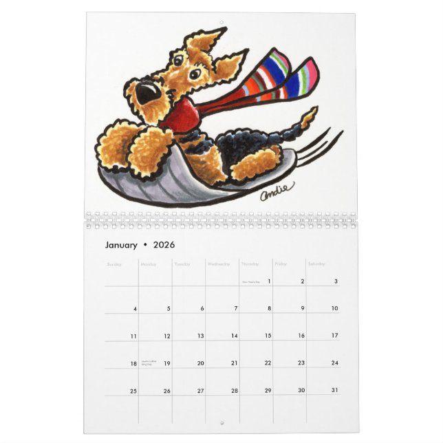Calendrier Mural Caricatures amusantes de l'amoureux des chiens Cal (Jan 2026)