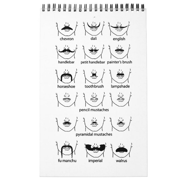 Calendrier Mural Carte Moustache (Protection)