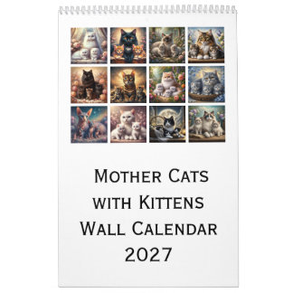 Calendrier Mural Chats Mères avec Chatons 2027