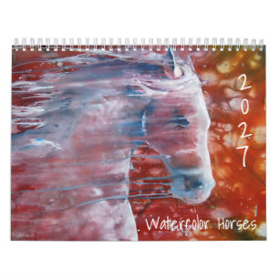 Calendrier mural chevaux aquarelle 2027