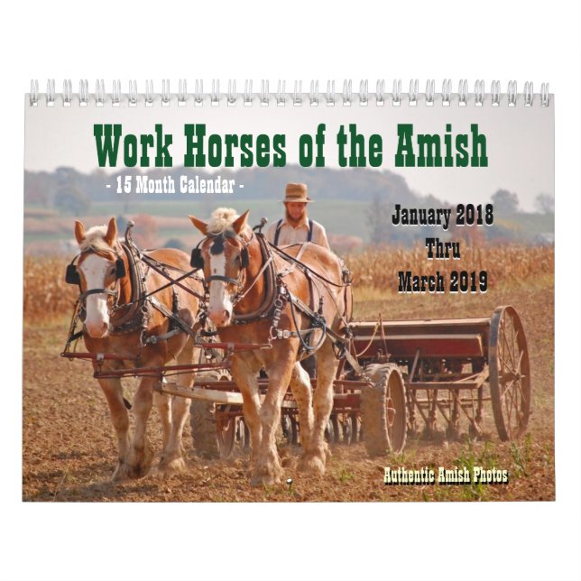 Calendrier Mural Chevaux de travail de l'Amish2 (Protection)