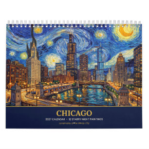 Calendrier mural Chicago 2027 Nuit étoilée