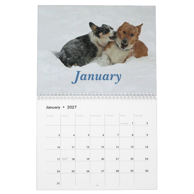 Calendrier Mural Corgis sur le mettre 2013 (Jan 2027)