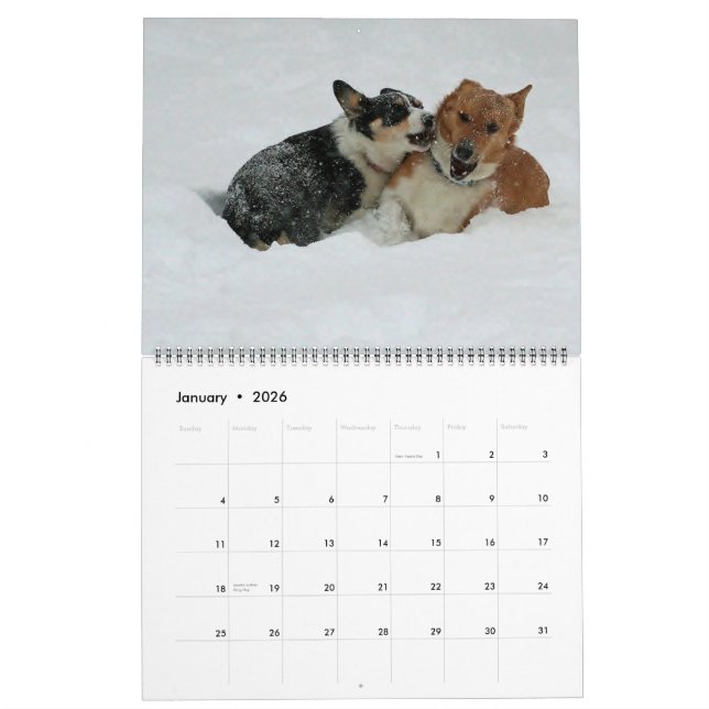 Calendrier Mural Corgis sur le mettre 2014 (Jan 2026)
