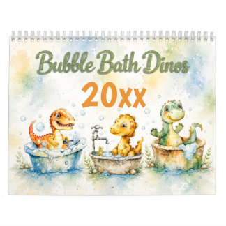 Calendrier mural de dinosaures bébés à l'aquarelle