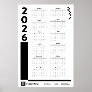 Calendrier mural d'entreprise 2026 Poster noir
