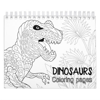 Calendrier Mural Dinosaures colorant des pages