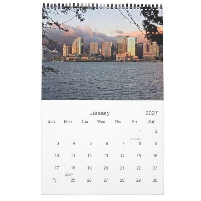 Calendrier mural d'Oahu Hawaï (Jan 2027)