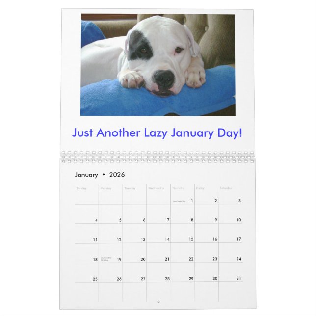 Calendrier Mural Dogo argentin (Jan 2026)