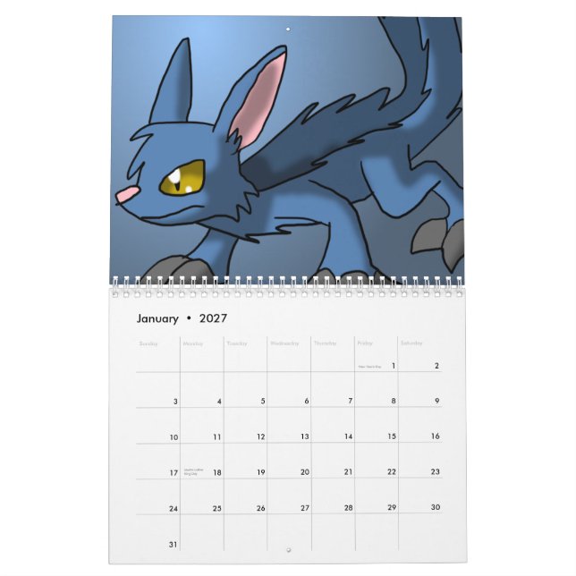 Calendrier Mural Dragons de Ganene K. Calendar 1 (Jan 2027)