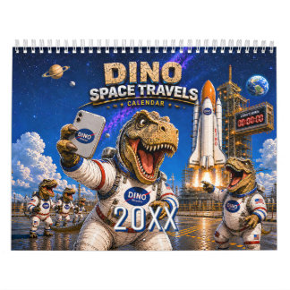 Calendrier mural drôle de dinosaure astronaute
