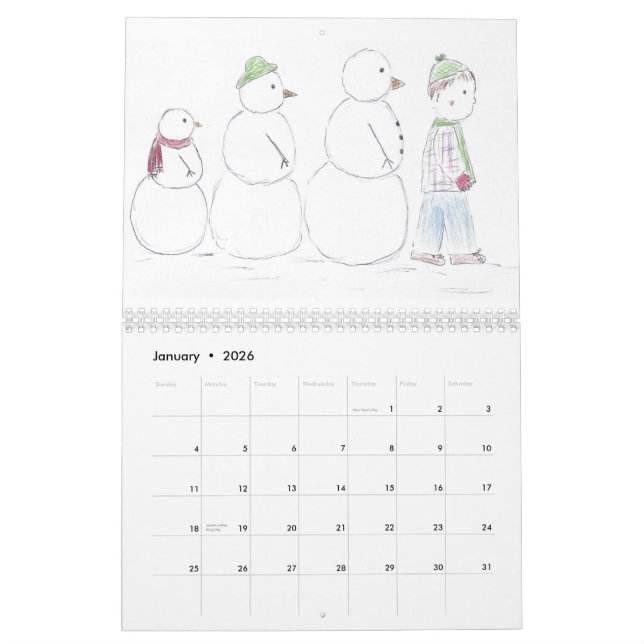 Calendrier Mural Enfants de fabrication domestique (Jan 2026)