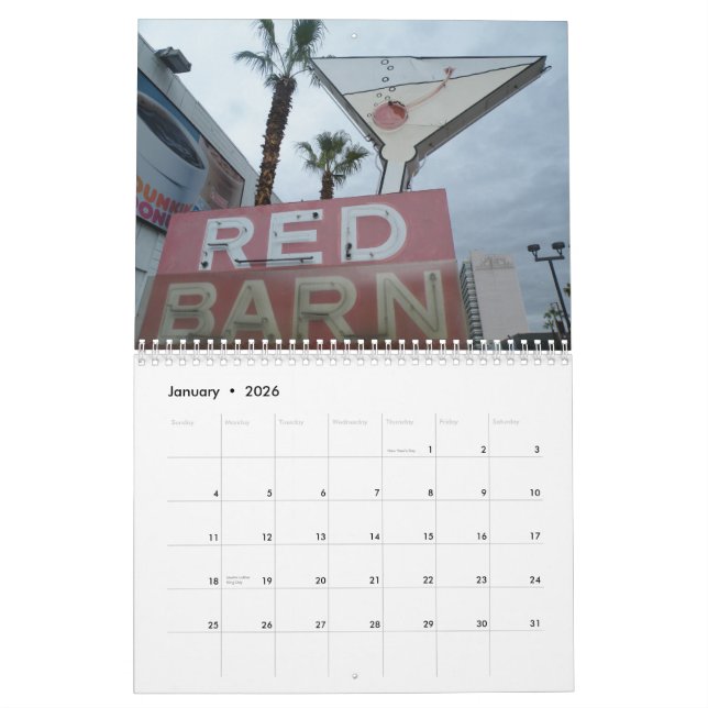 Calendrier Mural Enseignes au néon de Las Vegas (Jan 2026)