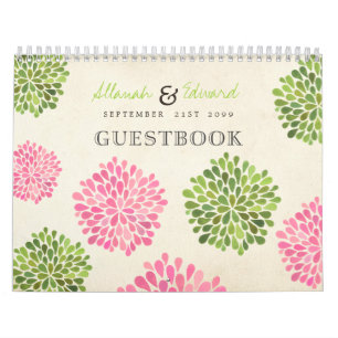 Calendrier Mural Et vert livre d'invité personnalisé par mariage
