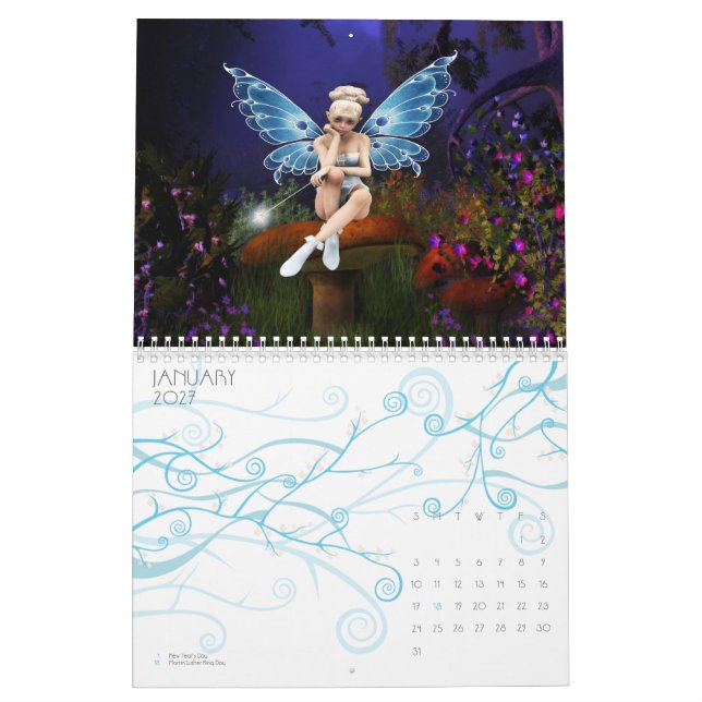 Calendrier Mural fées et anges 2008 (Jan 2027)