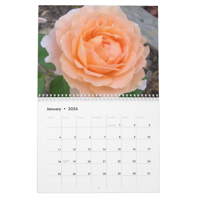 Calendrier Mural Fleurs en gros plan (Jan 2026)