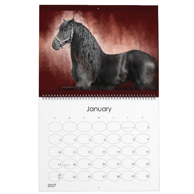 Calendrier Mural Frison et cheval 2015 (Jan 2027)