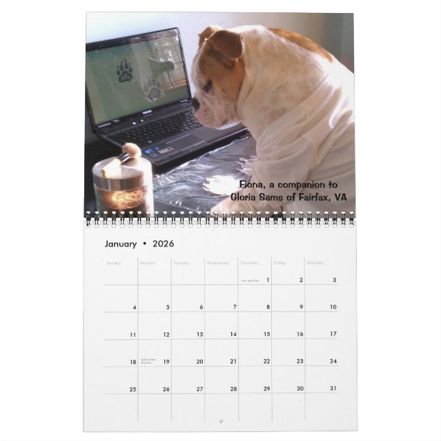 Calendrier Mural Griffe supérieure : Cannette de fil canine du (Jan 2026)