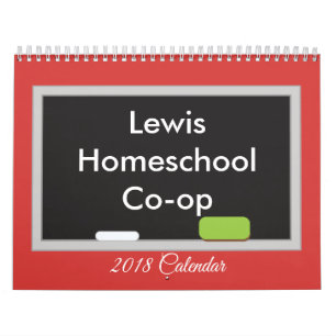 Calendrier Mural Homeschool Co op Chalkboard sur Red Arrière - plan