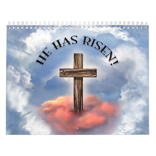 Calendrier Mural Il Est Ressuscité Croix Rugueuse Avec Nuages (Protection)