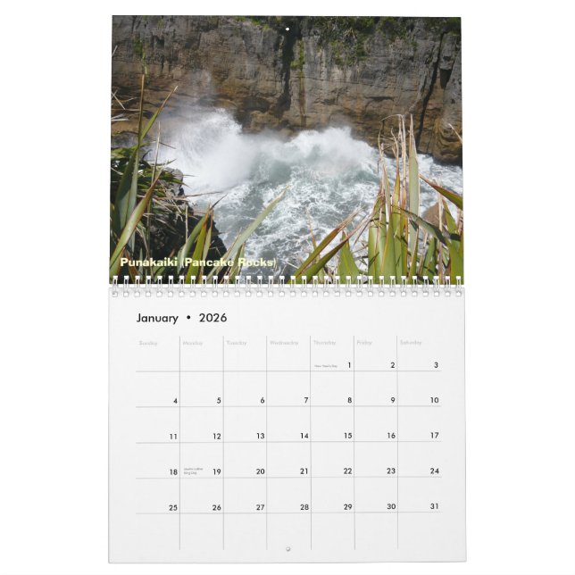Calendrier Mural Île du sud, Nouvelle Zélande (Jan 2026)