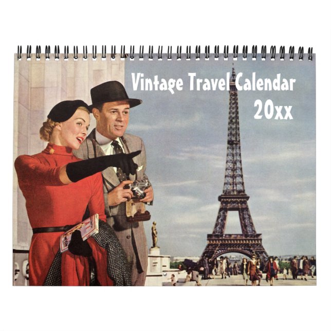 Calendrier Mural Illustration vintage Voyage et transport (Protection)