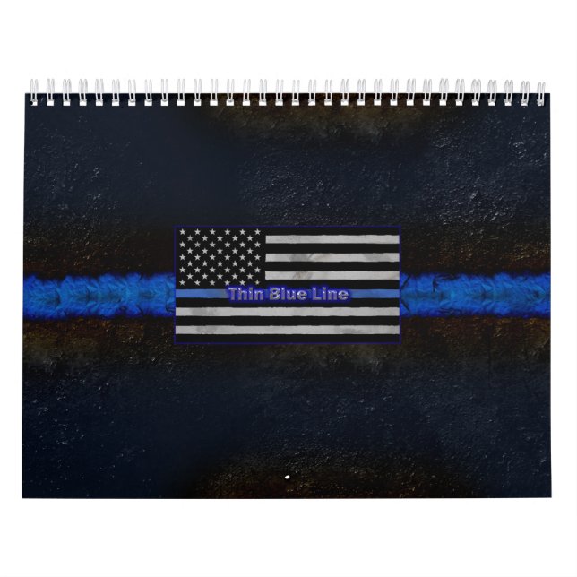 Calendrier Mural Indicateur de la ligne bleue mince de la police (Protection)