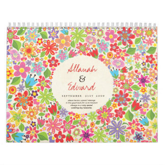 Calendrier Mural L'été de ressort fleurit le livre d'invité de