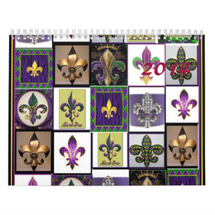 Calendrier Mural Mardi gras collage fleur de lis 2014