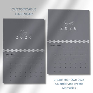 Calendrier mural minimaliste moderne 2026