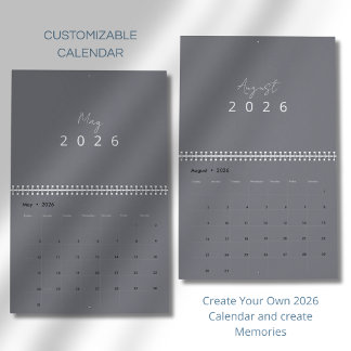 Calendrier mural minimaliste moderne 2026