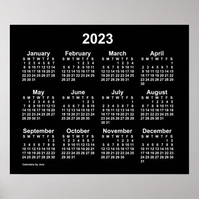 Calendrier mural Neon White 2023 par Janz Poster (Devant)