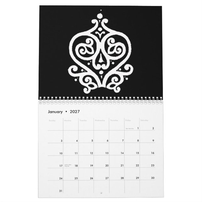 Calendrier Mural Noir et blanc 2009 (Jan 2027)