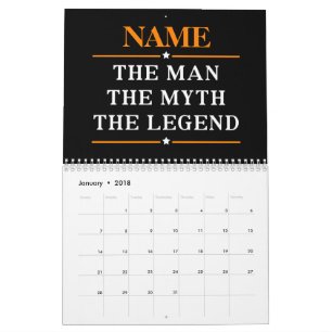 Calendrier Mural Nom Personnalisé L'Homme Le Mythe La Légende